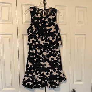 Banana Republic Black and Cream Abstract Sleeveless Dress